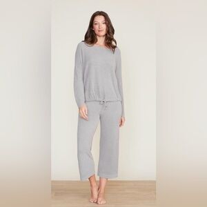 Barefoot Dreams Women's Cozy Chic Lite Slouchy Pullover & Culotte Pant-Dove Gray